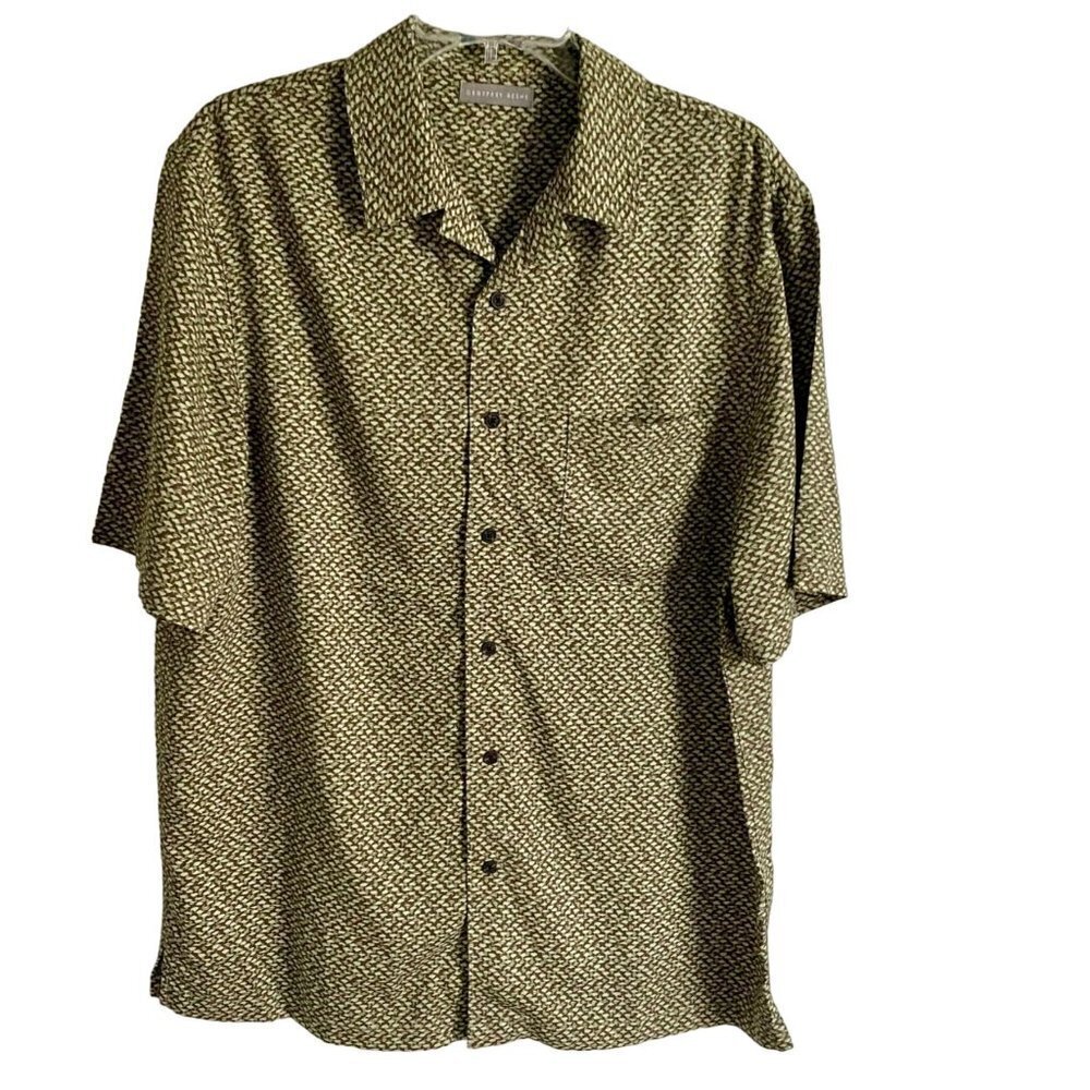 Geoffrey Beene Green Short Sleeve Button Down Shirt Men's Large